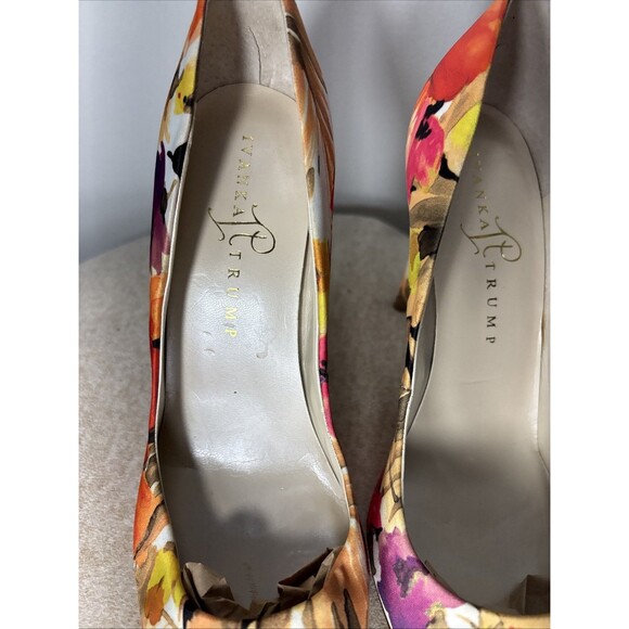 Ivanka Trump Womens slipper Floral Stiletto in Heel Orange Yellow Pump Shoe 8M - Picture 7 of 11